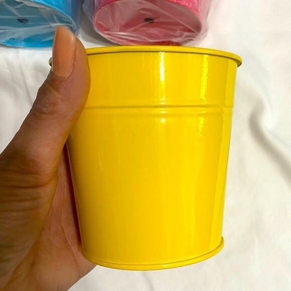 9 Mini Assorted Colored Tin Pails Buckets - Picture 4 of 7